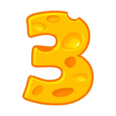 Сыр номер 3 три купели детские цифры цифра 3 | Премиум векторы